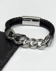 Personalised Urban Steel Leather Bracelet