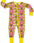 Trippy Smiles Pink Bamboo Zip Onesie - Soft Stretch Sleeper for Baby Girls by NIXX BABY at brixbailey.com