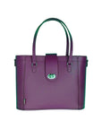Leather Mini Twist Lock Shopper Bag - Purple