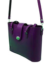 Leather Mini Twist Lock Shopper Bag - Purple