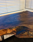 Walnut and Gold Black Epoxy Resin Side Table
