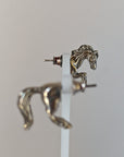 Silver Steed Front and Hind Horse Studs Earrings