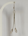 Silver Steed Flower Stem Dangling Earrings