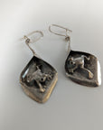 Silver Steed Frog on a Leaf Dangling Earrings