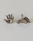 Silver Steed Hand and Foot Stud Earrings