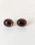 Silver Steed Purple Ovals Stud Earrings