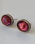 Silver Steed Purple Ovals Stud Earrings