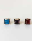 Silver Steed Square Coloured Stud Earrings