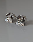Silver Steed Telephone Stud Earrings