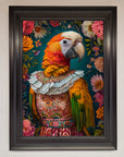 Luxury Parrot Renaissance Stare Framed Wall Art, Premium Classic Elegance with Vibrant Colors, Handcrafted Timeless Decor by Zestio at brixbailey.com