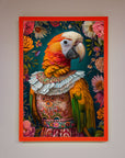 Premium Parrot Renaissance Stare Framed Wall Art, classic elegant vibrant decor, customizable sizes and frames by Zestio at brixbailey.com