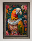 Premium Parrot Renaissance Stare Framed Wall Art, Luxury Classic Elegance with Vibrant Colors, Handcrafted Timeless Decor by Zestio at brixbailey.com