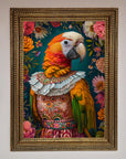 Premium Parrot Renaissance Stare Framed Wall Art, Classic Elegance with Vibrant Colors, Handcrafted Luxury Home Decor by Zestio at brixbailey.com