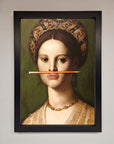Luxury renaissance pencil on lips framed art print, stylish vintage wall decor by Zestio at brixbailey.com