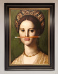 Luxury renaissance pencil on lips framed print, stylish vintage art decor by Zestio at brixbailey.com