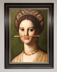 Luxury renaissance pencil on lips framed print, premium stylish wall art decor by Zestio at brixbailey.com