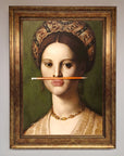 Pencil on lips renaissance art framed print, premium handcrafted stylish wall decor by Zestio at brixbailey.com