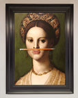 Luxury renaissance pencil on lips framed print, premium vintage art wall decor by Zestio at brixbailey.com