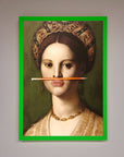 Luxury renaissance pencil on lips framed print, premium art decor, stylish vintage wall art by Zestio at brixbailey.com