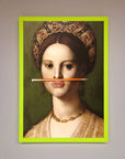 Pencil on lips renaissance framed print, stylish vintage art, premium wall decor by Zestio at brixbailey.com