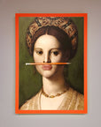 Luxury renaissance pencil on lips framed print, premium stylish wall art decor by Zestio at brixbailey.com