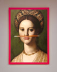 Luxury renaissance pencil on lips framed print, premium stylish wall art decor by Zestio at brixbailey.com