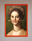 Luxury renaissance pencil on lips framed print, stylish vintage art decor by Zestio at brixbailey.com
