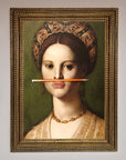 Luxury renaissance pencil on lips framed print, premium stylish wall art decor by Zestio at brixbailey.com