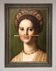 Pencil on lips renaissance framed print, stylish vintage art, premium wall decor by Zestio at brixbailey.com