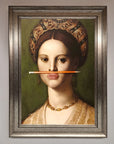Luxury renaissance pencil on lips framed art print, premium stylish wall decor by Zestio at brixbailey.com