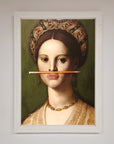 Luxury renaissance pencil on lips framed print, premium stylish wall art decor by Zestio at brixbailey.com