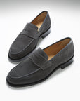 Slate Grey Suede Loafers, Welted Leather Sole