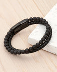 Personalised Men’s Black Rune Duo Bracelet