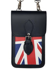 Handmade Leather Mobile Phone Pouch Plus - Union Jack - Navy Blue