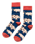Save the Pigs Bamboo Socks in Navy