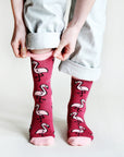 Save the Flamingos Bamboo Socks in Pink