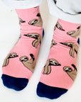 Save the Sloths Bamboo Socks in Pink