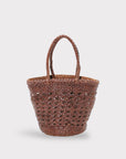Handmade Artisan Leather Tote Bag - Genuine Top Grain Leather & Cotton Canvas - 22cm Tall - Eco-Friendly & Durable by Sook Stainable at brixbailey.com
