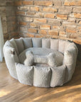Luxury Bouclé Dog Bed with Removable Cushion – Handmade in Devon