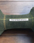 Handcrafted Toy Squeaky Dog Bone - The Arlo Collection - Forest Green Check
