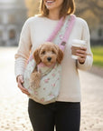 Handcrafted, luxury puppy/small dog carrier/sling - Dolly Floral Fabric