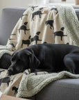 Walter Dog Blanket | Luxury Handmade Reversible Sherpa Fleece | Elegant Dog Print Pet Throw UK