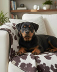 Moody Cow Reversible Pet Blanket | Faux Cowhide & Sherpa | Handmade Luxury Throw for Dogs | Protects Furniture UK