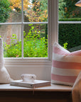 Riviera Striped Linen Cushion - Pink