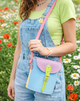 Handmade Leather Barrel Bag - Pastel Kaleidoscope