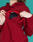 Burgundy Fleece-Lined Breastfeeding Hoodie | Nursing Hoodie