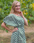 Dark Green Cut Out Cute Style Caftan in Polka Dots Pattern-1