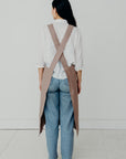 Split Leg Linen Smock Apron with Cross Back-1