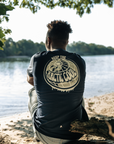 Luxury Keep It Cool organic cotton deep blue t-shirt, premium Arctic-inspired capsule collection, stylish screen printing design by Arcticus at brixbailey.com