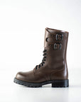 Dark Brown Leather Lace Up Boots
